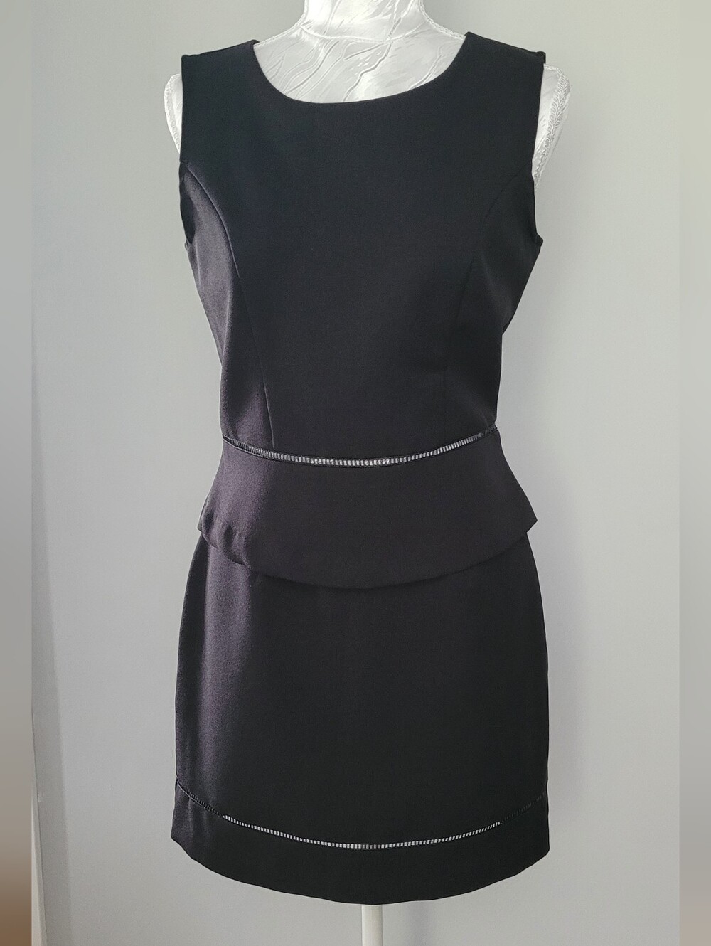 Vintage Sleeveless Black Peplum 2-piece Mini Dress